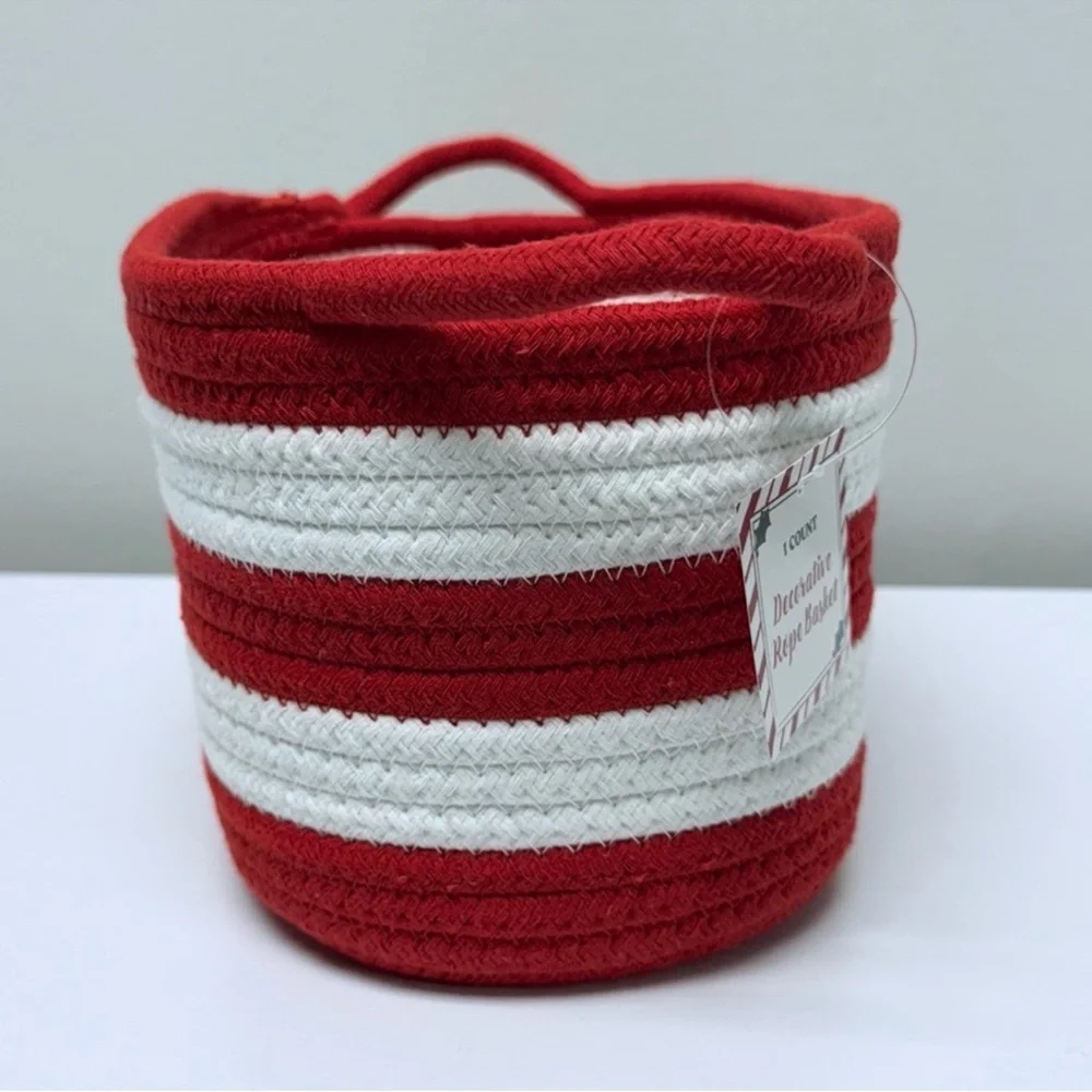 Target Bullseye Playground Red & White Striped Rope Basket, New